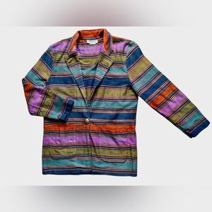1990s  Vintage cotton Southwest/WesternTapestry blazer Woven Striped size Large
